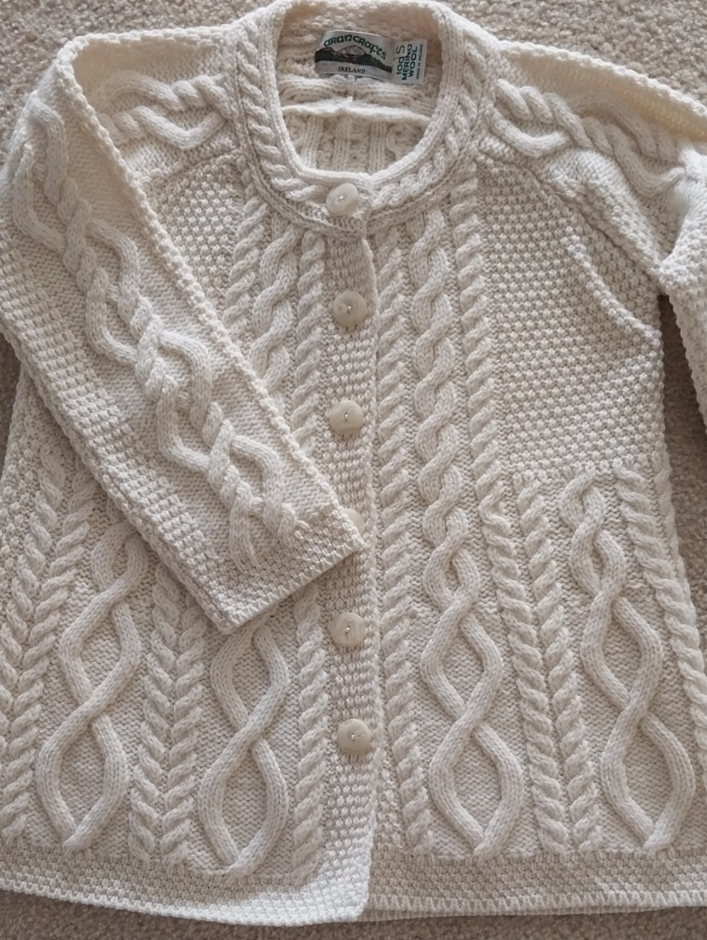 Irish Knit Cream Merino Sweater Sz. S